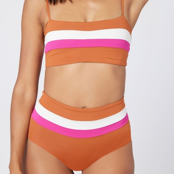 L*Space Rebel Portia Stripe Bikini Swimsuit Set Size S New